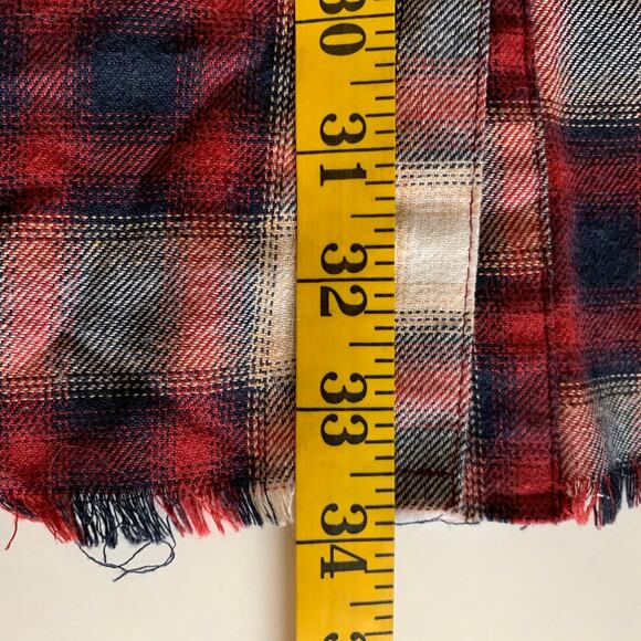 EASEL Shirt Dress Medium Plaid Flannel Drop Shoulder Balloon Sleeve‎ Raw Hem - Picture 13 of 13